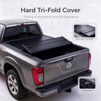 Couverture de benne rigide pliable en trois parties Frontier pour Nissan Navara, Nissan Titan 2004-2015, Ram 1500 2019-2024, Toyota Tacoma 2024, avec verrouillage de la cargaison