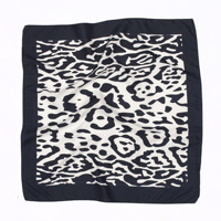 Écharpe carrée en twill de soie de mûrier 90x90cm 16mm, motifs personnalisés de luxe, et bandana en soie noire pour femmes avec logo
