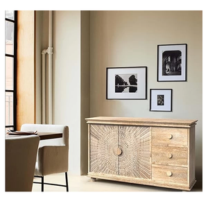 Buffet contemporain pleine grandeur avec sculptures Sunburst, construction solide, design élégant, finition durable - Product Image 3