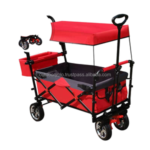 Chariot utilitaire pliable robuste de haute qualité Push Pull <span class=keywords><strong>Wagon</strong></span> poussette auvent pour le stockage des achats en plein air industriel - Product Image 2