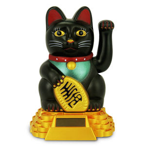 Artisanat traditionnel chinois, <span class=keywords><strong>chat</strong></span> porte-bonheur <span class=keywords><strong>Maneki</strong></span> <span class=keywords><strong>Neko</strong></span> en ABS <span class=keywords><strong>noir</strong></span> de 6 pouces, 7 pouces, 8 pouces, <span class=keywords><strong>chat</strong></span> chanceux qui agite la patte, marchandises mystérieuses - Product Image 1