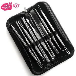 Tout-en-un Nez Whitehead Tweezers Comedones Extractor Acne Zit 5 6 8 9 10 Pcs Blackhead Remover 7 In 1 Pimple Popper Tool Kit