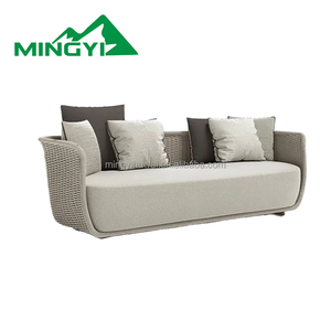 Canapé <span class=keywords><strong>de</strong></span> <span class=keywords><strong>jardin</strong></span> en rotin PE personnalisé <span class=keywords><strong>de</strong></span> style nordique, cadre en aluminium, villa, hôtel, canapé en corde pour patio, meubles <span class=keywords><strong>de</strong></span> loisirs imperméables et durables pour l'extérieur - Product Image 2