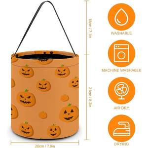 Sacs fourre-tout orange citrouille d'Halloween Taille unique Seau à bonbons Fabriqué en Chine pour les fêtes d'Halloween - Product Image 3