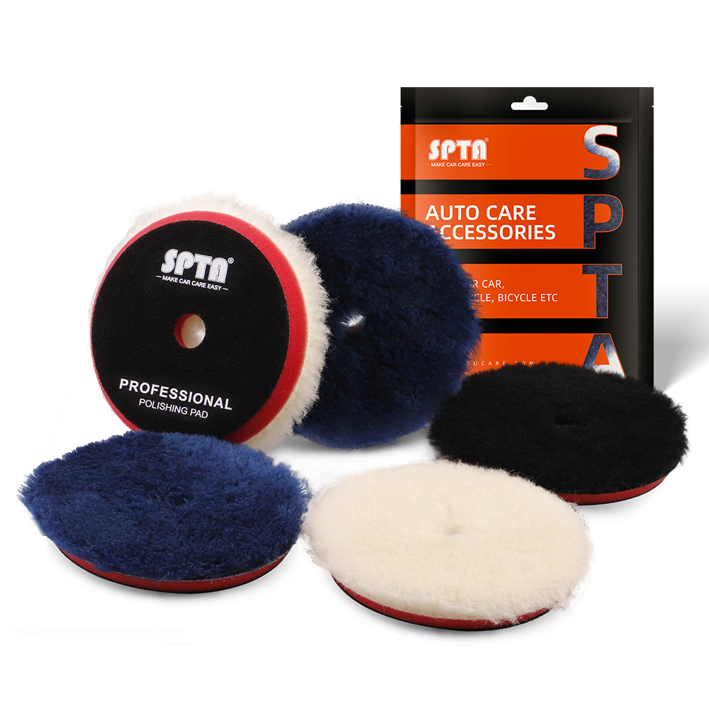 5 дюймов скошенный край 100% Для Полировки Автомобиля тампоном, подушка для полировки автомобиля с подробным описанием с застежкой-липучкой для полировочных машин