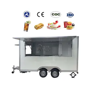 American and Europe Standard Food Truck Trailer Hot Dog Snack Kiosk 4 Wheels Cost Efficient Food Cart with Toilet for Sale