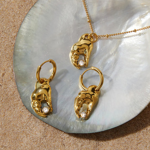 <b>Crab</b> Claw Zircon Stainless Steel Jewelry Set For Women Gift Occasion Animal Shape Fashion Necklace Earrings - Product Image 5