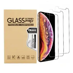 Tabkiddy Amazon penjual atas 3-Pack paket kotak 3d pelindung layar kaca antigores untuk iPhone 15 14 13 12 11 pro XS untuk iphone 8