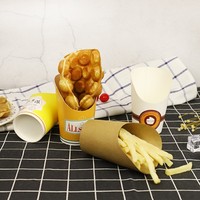 Gobelets jetables en papier kraft pour nouilles, biscuits, chewing-gum, frites, pop-corn, gaufres - Idéaux pour les plats à emporter, les fêtes et la pâtisserie