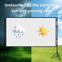 Écran de projection pliable double face en toile polyester blanche lavable pour films, vue avant et arrière