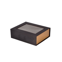 Caja de Regalo Transparente con Ventana, de Cartón Rígido, con Recubrimiento UV y Lámina Dorada, para Ramos de Flores, Estilo Moderno