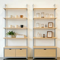 Étagère murale de présentation en contreplaqué marin avec cadre en aluminium moderne pour vitrine de magasin de détail