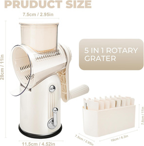 Mandoline manuelle multifonction en plastique à 5 lames réglables pour noix, fromage, fruits et légumes, râpe rotative et hachoir - Product Image 5