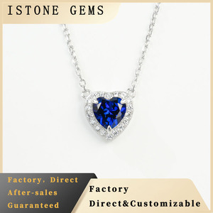 Collar de Boda Romántico de Plata de Ley de Alta Gama con Baño de Rodio y Zafiro en Forma de Corazón - Product Image 6