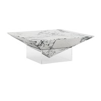 Table basse moderne Newstar en forme de diamant en marbre naturel avec pieds en acrylique pour salon