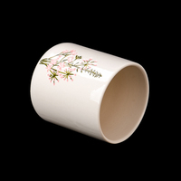 Stoples Lilin Silinder Keramik 3D Motif Bunga Timbul Gaya Nordik Buatan Tangan untuk Isi Lilin 14oz