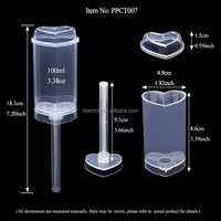 PPCT007 Contenant pour glace en forme de cœur 100 ml/3,38 oz, de haute qualité, jetable, pour gâteaux, pousse-gâteaux