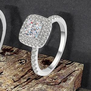 Proveedor de Joyería, Anillos de Plata 925 de Lujo, Corte Radiante, Moissanita, Anillo de Compromiso y Boda para Mujer, Chapado en Rodio - Product Image 2