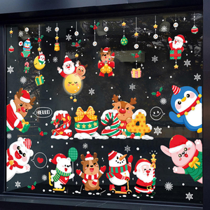 Vinilos Decorativos <span class=keywords><strong>para</strong></span> <span class=keywords><strong>Ventanas</strong></span> de Navidad y Año Nuevo, Adhesivos Estáticos Reutilizables de PVC Impermeables con Diseño de Copos de Nieve, Renos y Papá Noel - Product Image 3