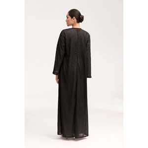 <span class=keywords><strong>Malak</strong></span> Mujer Open Abaya Bordado Abrigo Negro - Product Image 3