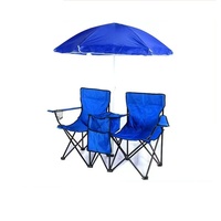 Portable Bleu Double 600D Oxford Tissu Chaise De Plage Parasol pour Parcs En Plein Air Camping Cadre En Acier Durable