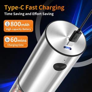 Nouveautés Moulin à sel et à poivre électrique rechargeable en acier inoxydable 95 ml avec base de rangement - Product Image 3