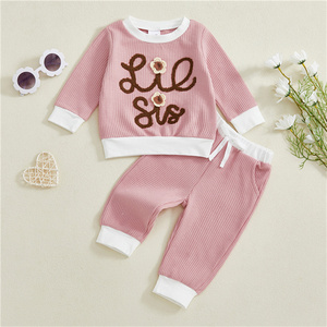 Conjuntos a juego para Hermanas, Otoño, recién nacido, niñas, manga larga, flor 3D, sudadera, pantalones, 2 uds., conjunto de otoño para niñas pequeñas - Product Image 3