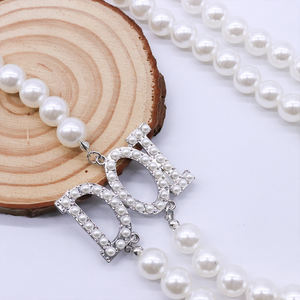 新款时尚2排白色珍珠链制作Isis符号标志装饰设计共济会DOI女士珠宝项链 - Product Image 4