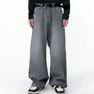 Pantalons en jean à jambes larges surdimensionnés pour hommes, style streetwear, jeans amples pour tenues décontractées et tendance au quotidien - Product Image 1