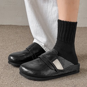 Smooth surface waterproofing Genuine <b>Leather</b> <b>Closed</b> <b>Toe</b> Hook Loop Casual Slip-On Comfort Rubber Out sole All Seasons Solid Color - Product Image 3