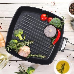 <b>Square</b> Aluminium Grill Pan 26x26cm Non-Stick Folding Handle For Induction Hob - Product Image 4