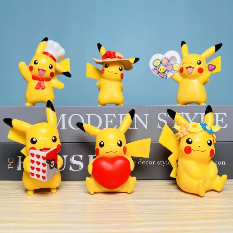 Cartoon Anime Toy Pokemond Figures 6 pcs/set Pikachu Toy Doll For gifts