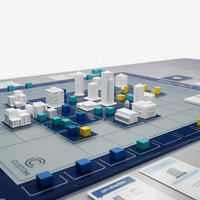 Jeu de société personnalisé d'urbanisme en papier, ensemble de stratégie urbaine, plateau de jeu modulaire, jetons de construction 3D, emballage recyclable en boîte