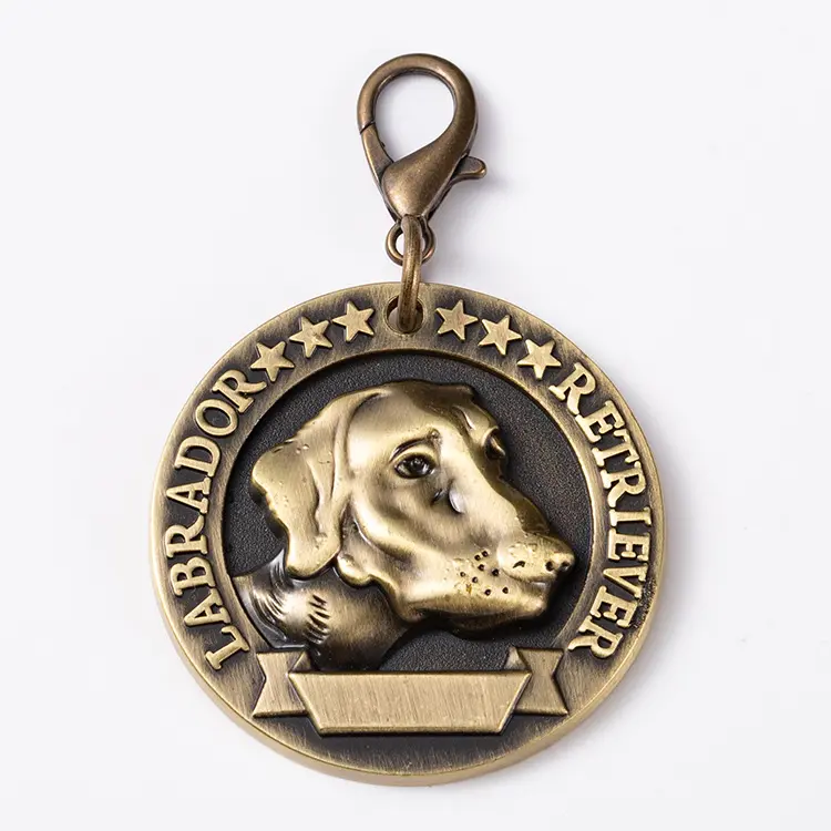 Özel kimlik antika 3D metal pet malzemeleri kolye çekicilik Labrador Retriever köpek etiketi