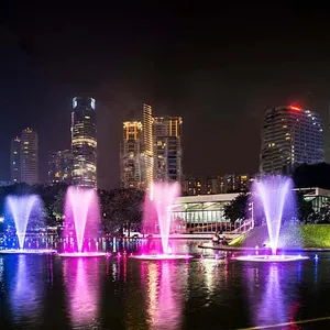 Lumières Led rvb fontaine de musique d'eau flottante en acier inoxydable