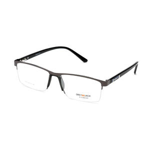 Montures de lunettes rectangulaires semi-cerclées Grey Jack 5093, anti-reflets, unisexe, demi-monture en métal, verres plats - Product Image 1