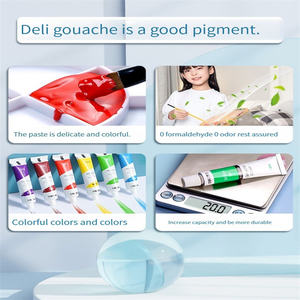 Peinture <span class=keywords><strong>gouache</strong></span> aquarelle Deli 24 couleurs Convient aux débutants Outils de dessin pour enfants Étudiants en art <span class=keywords><strong>Lavable</strong></span> Professionnel - Product Image 5