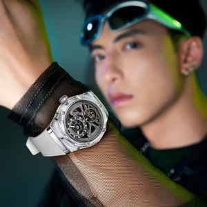 Montre automatique BG5807, boîtier transparent, montre-bracelet mécanique, bracelet en caoutchouc, cadran squelette, montres pour hommes - Product Image 3