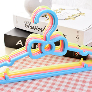 Perchas de plástico para ropa de niños, tipo gancho rectangular rosa y amarillo, organizador de ropa para el hogar, 10 Uds. - Product Image 2