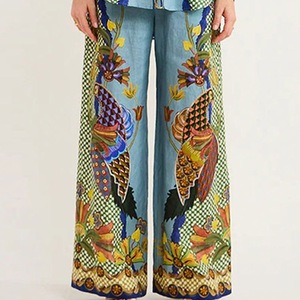 Nuevo estilo de primavera, pantalones de pierna recta con estampado y solapa elegantes, estilo europeo y americano, traje informal para mujer. - Product Image 4