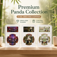 Pièce de monnaie Panda en cuivre pur 999 de 1 oz, 3D en relief, peinte aux UV, édition collector effet proof, avec boîte de présentation