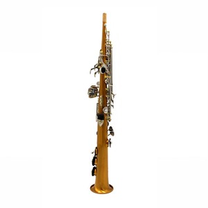 Saxophone soprano droit en cuivre gravé à la main, en une seule pièce, laqué or foncé, clés nickelées, de la marque Eastern Music - Product Image 2