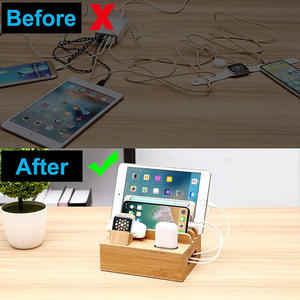 Station de charge en bambou, organiseur de bureau, support de chargement pour téléphone, tablette, montre connectée, écouteurs - Product Image 3