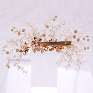 Luxueux cristal strass fleur femmes or métal épingle à <span class=keywords><strong>cheveux</strong></span> pince conception mariage pince à <span class=keywords><strong>cheveux</strong></span> barrettes mariée - Product Image 4
