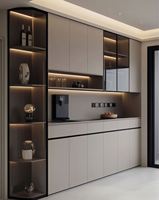 Customized Modern Contemporary Wood Panel Wine & Liquor Cabinets-Durable Eco-Friendly Drinks Storage