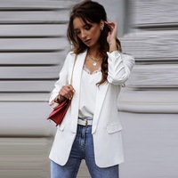 Blazer ouvert sur le devant à manches longues pour femme, veste de costume décontractée ajustée pour le travail et le bureau, idéale pour l'automne et l'hiver (tailles S-3XL)