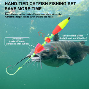 FTK Montages flottants pour poisson-chat avec sonnette, queue longue, tailles 6-0/8-0/10-0, 18-22cm, pour <span class=keywords><strong>la</strong></span> pêche en bateau en mer - Product Image 5