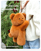 Sac à dos ours en peluche douillet, jouet en peluche ours couché, rembourré en coton PP, doudou d'anniversaire, jouet anti-stress, vente en gros