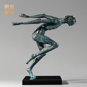 Escultura de bronce de cobre y oro, figura artística hecha a mano, artículo decorativo para oficina - Product Image 4