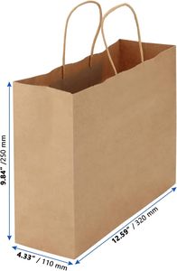 Paper <b>Bag</b> With Handle Custom Shopping <b>Craft</b> Kraft Paper <b>Bag</b> Your Own Logo Printed - Product Image 2